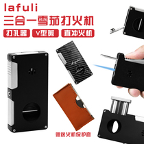  Lafuuli Cigar V Cut 3 Fit 1 Multifunction Portable Lighter Portable Puncher Customized Matching Leather Cover