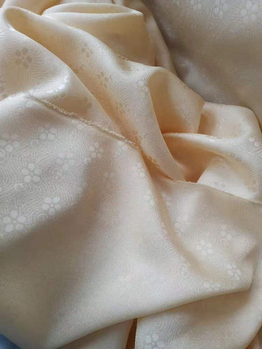 花罗真丝花绫落花流水真丝提花面料汉服旗袍丝绸中国风浅蓝色浅紫 - 图0