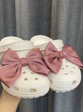 洞洞鞋鞋花 草绿色DIY少女立体粉色蝴蝶结鞋扣可拆卸crocs配饰件