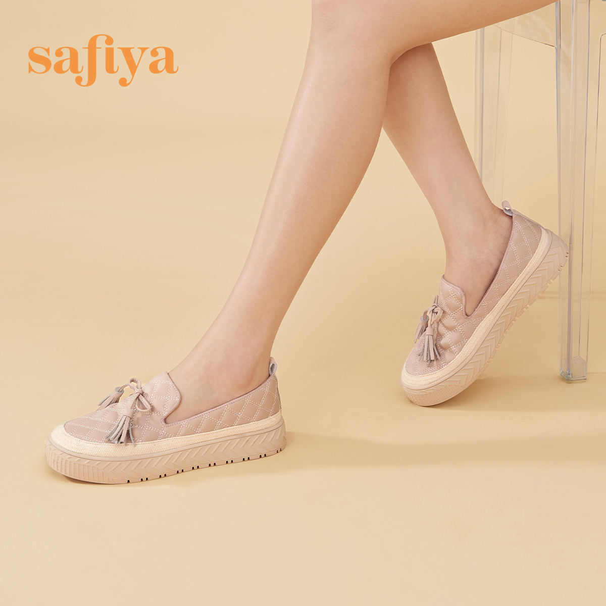 Safiya/索菲娅女鞋早春小香风休闲百搭一脚蹬浅口厚底渔夫鞋