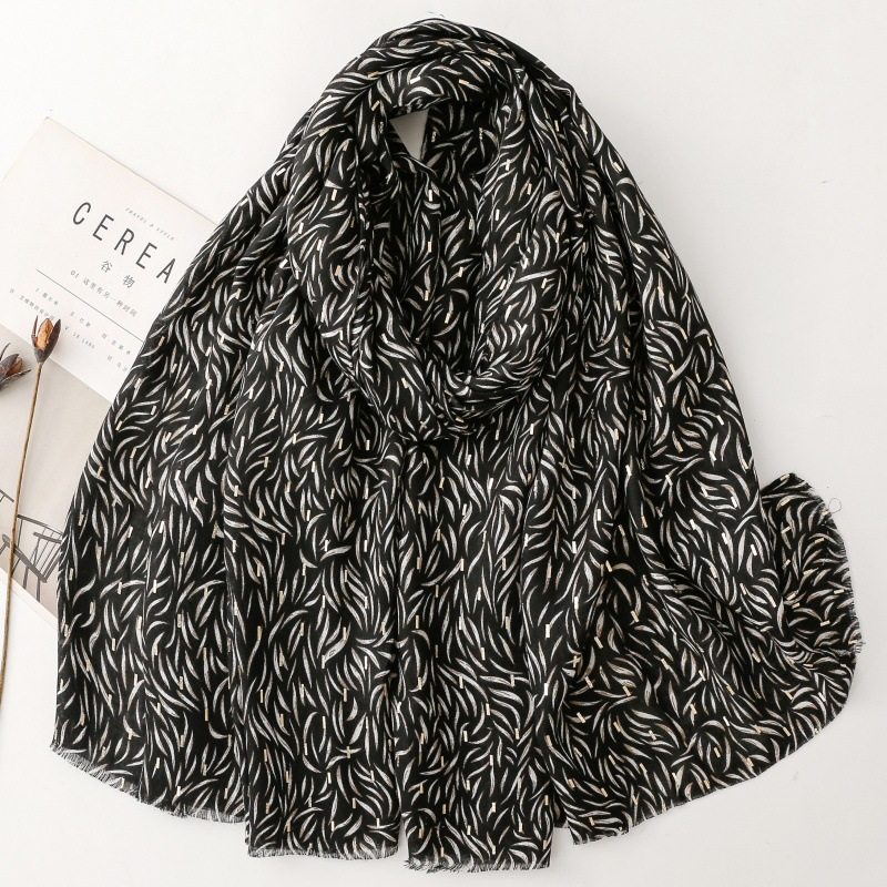 清晰素雅烫金棉麻质感长围巾印花保暖防晒披肩沙滩巾装饰拍照女士,淘宝优惠券,粉丝福利购,淘宝优惠卷