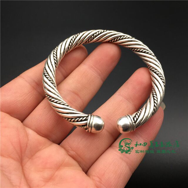 Twist twist Tibetan silver women's bracelet antique antique