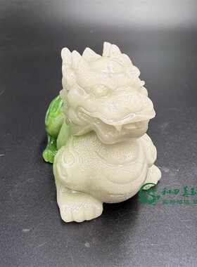 古玩杂项仿白玉翠绿俏色福运双全步步高升招财貔貅男女款把玩件