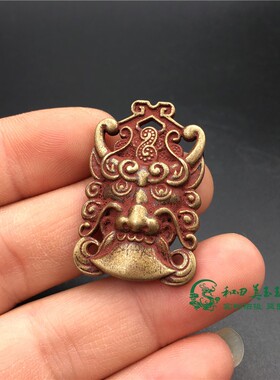 古玩铜器古董杂项收藏朱砂睚眦