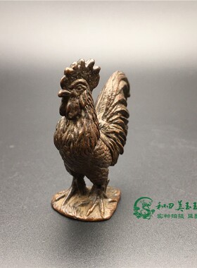 实心铜公鸡茶道小摆件