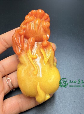仿古仿云南黄龙玉貔貅手把件黄玉霸王貔貅把玩件大号招财皮休摆件