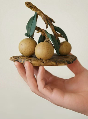 宜兴原矿紫砂茶宠枇杷 纯手工精品紫砂茶盘茶玩摆件