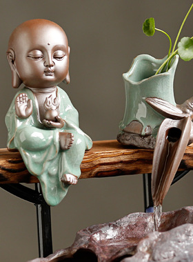 招财喷泉客厅玄关禅意开业风水轮