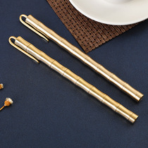 Belt with pen clip Bamboo Knuckle Brass Signature Pen Retro Precious Pearl Pen Lettering