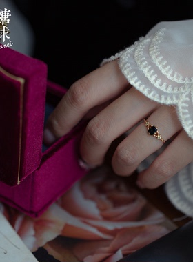 森糖星球女925銀鍍金復古戒指