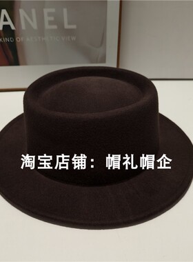 高级感咖啡色羊毛礼帽