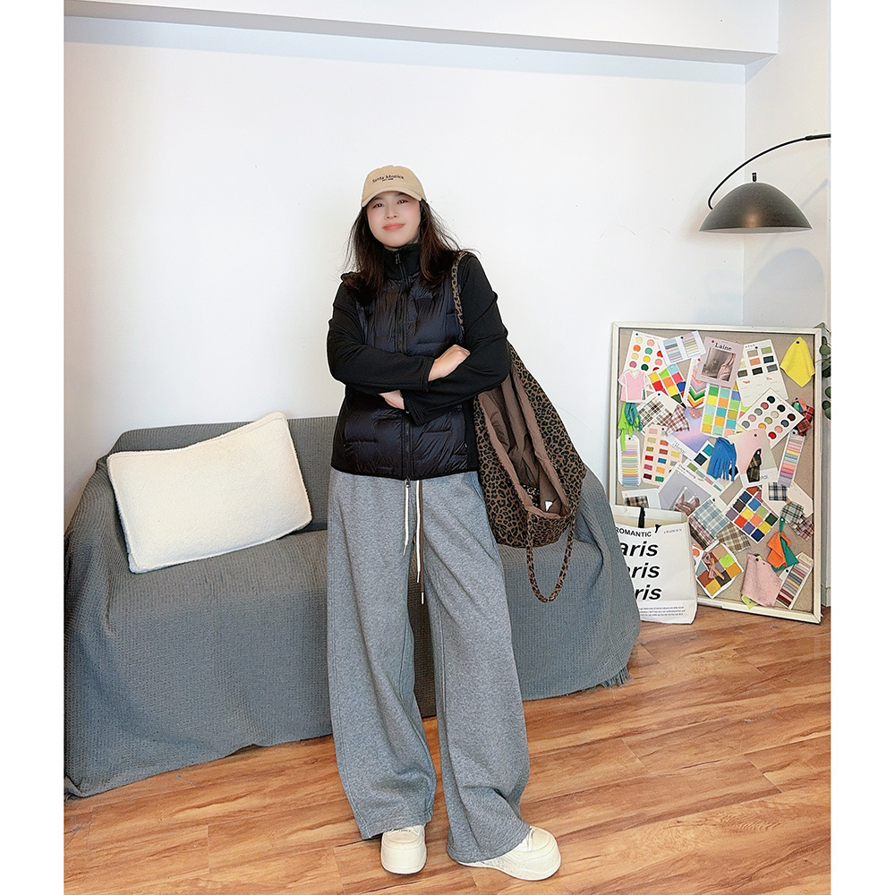 【12/8 0点 新品】设计感宽松阔腿弯刀裤加绒休闲裤 - 图0