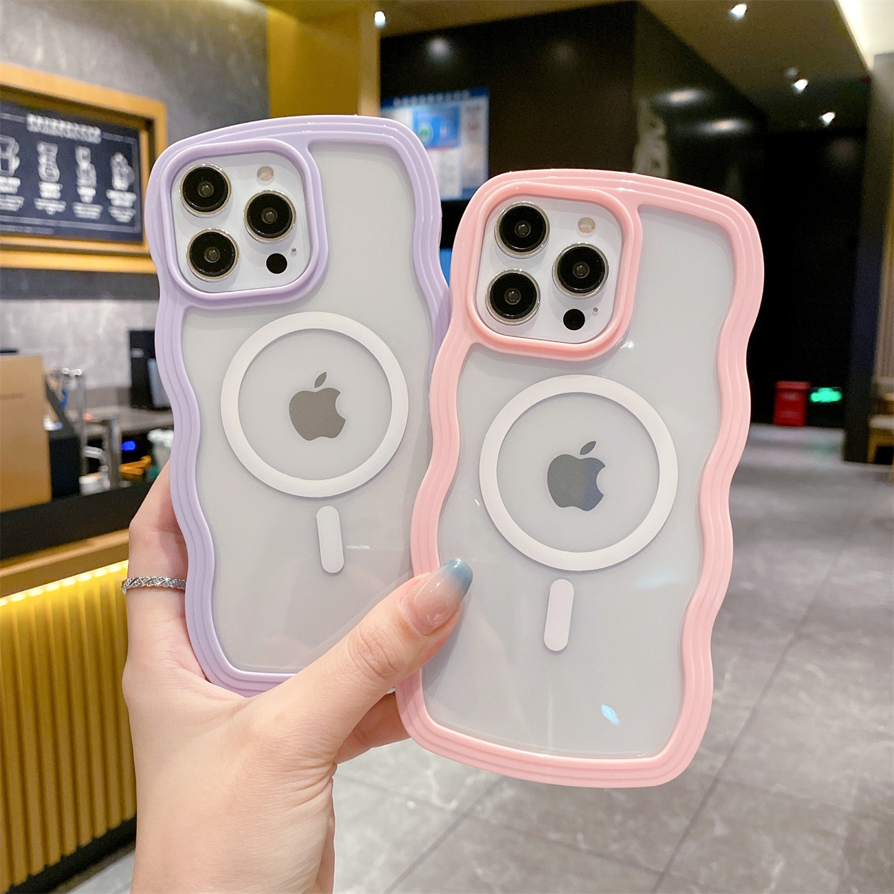 苹果14Pro保护壳精准孔iPhone15ProMax手机软壳套13PRO软边壳11ProMax波浪边12Pro磁吸尾巴防摔简约适用