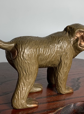 中古日本南部铁器 铸铁工艺品生肖猴干支置物猿猴摆件重1.3公斤