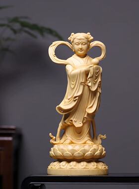 金童玉女木雕摆件童男龙女善财