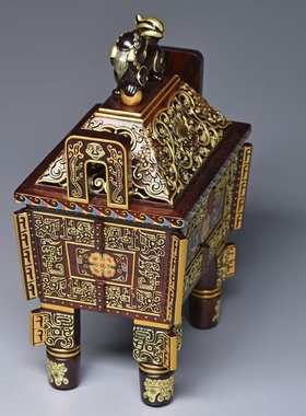 司母戊大方鼎实木香炉紫檀木雕刻