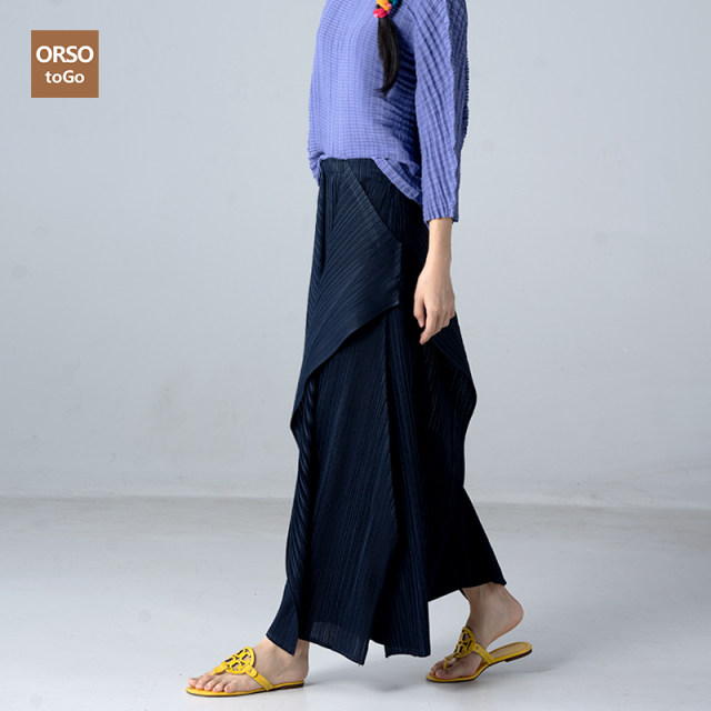 ORSO ແບບຈີນໃຫມ່ pleated kelp culottes ສໍາລັບແມ່ຍິງທີ່ມີແບບຈີນ