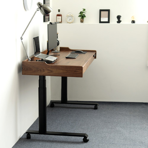 实木黑胡桃木电动升降桌电脑智能移动办公电竞樱桃木自工作台书桌 - 图2