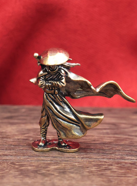 复古黄铜寒江孤影江湖侠客摆件