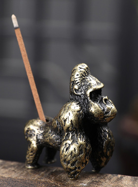 合金实心大猩猩模型茶宠金刚小摆