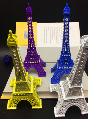 创意镶钻彩色埃菲尔铁塔模型摆件