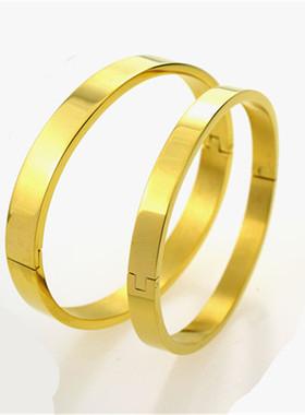 刻字光面韩版生日礼物玫瑰金手环