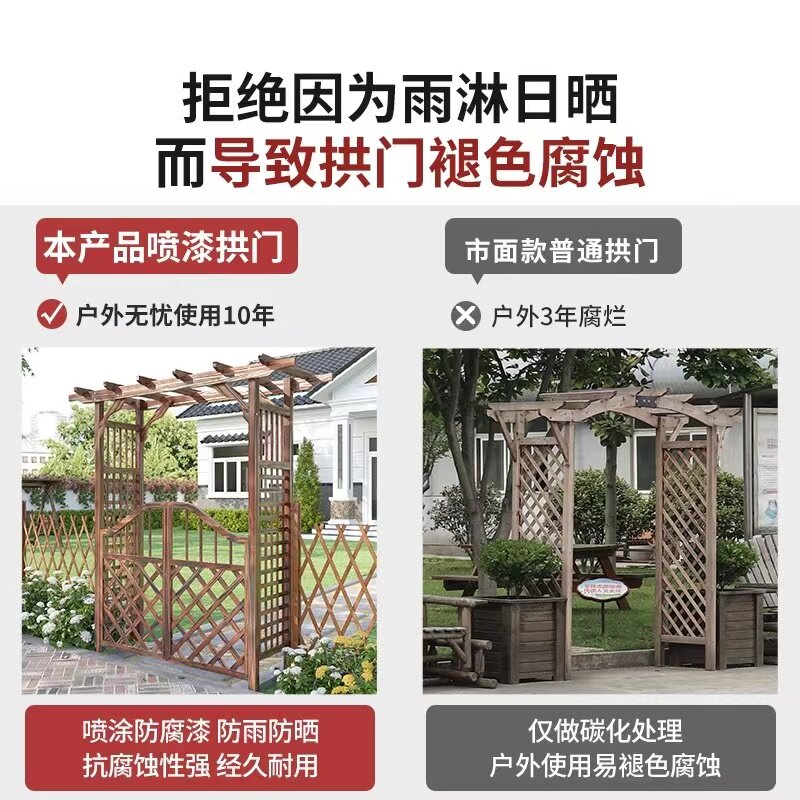 拱门花架爬藤架防腐木庭院装饰门花园栅栏围栏网格门室户外葡萄架,淘宝优惠券,粉丝福利购,淘宝优惠卷