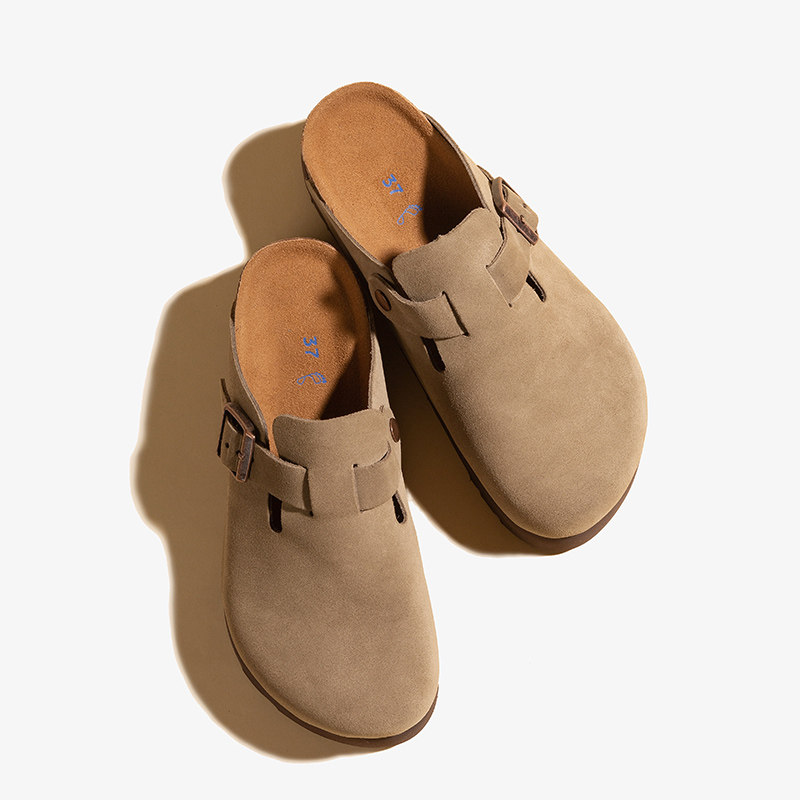 5厘米勃肯鞋厚底女鞋博肯鞋半拖包头拖鞋真皮凉鞋一脚蹬增高桑坡,淘宝优惠券,粉丝福利购,淘宝优惠卷