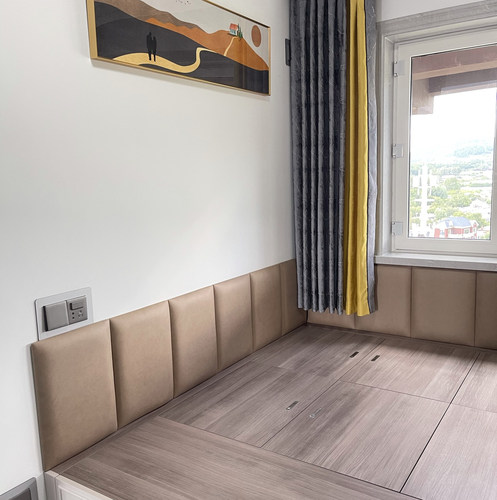 科技布软包床头墙围定做榻榻米防撞防水可擦加厚布艺隔音软包靠背 - 图2