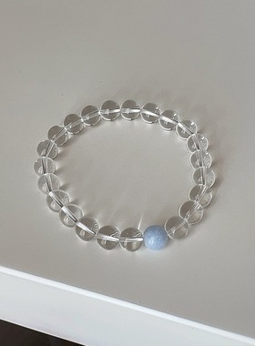 许我耀眼赵露思同款白水晶海蓝宝手链女款轻奢小众精致手串手饰