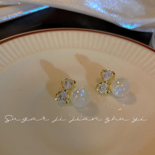 SUGAR独特设计人鱼姬珍珠耳钉新款轻奢锆石耳环女2026年爆款耳饰 - 图3
