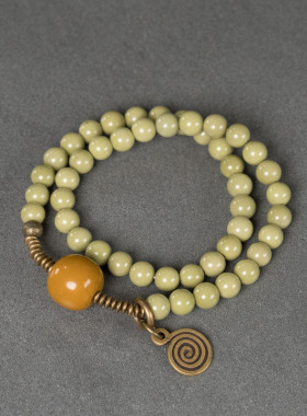 耳目一亮沫绿色双圈百搭手串