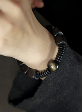 设计师原创手工黑檀木混搭手串