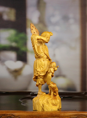 黄杨木雕活佛济公木质雕刻新中式工艺品家居装饰书架送礼桌面摆件