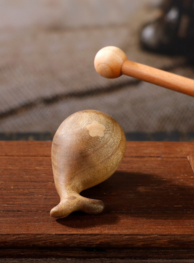 木头雕刻鲸鱼木鱼敲小木鱼文创手把件上班族静心敲打乐器木质摆件