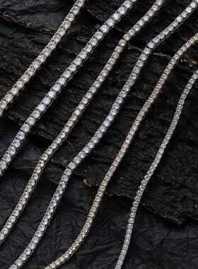 网球链3mm 4mm 5mmTennisChain铜微镶锆石单排欧美嘻哈网球手项链