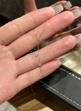 【寻光】S925纯银星星的眼泪超闪三颗钻流苏项链精致百搭锁骨链女