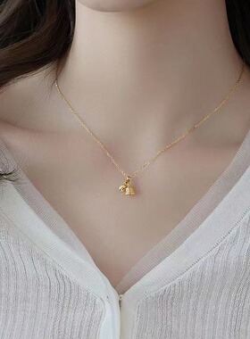 新款铃兰花开吊坠项链女钛钢简约百搭锁骨链设计感轻奢小众颈链潮