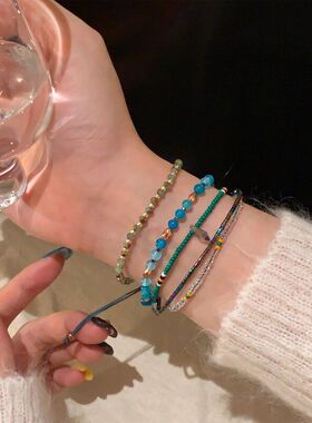 复古美拉德多层叠戴串珠手链女轻奢高级感手串波西米亚民族风手饰