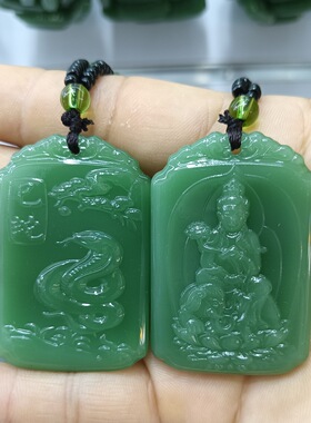 新款双面雕刻十二生肖项链毛衣链背面八大守护神吊坠挂件厂家批发