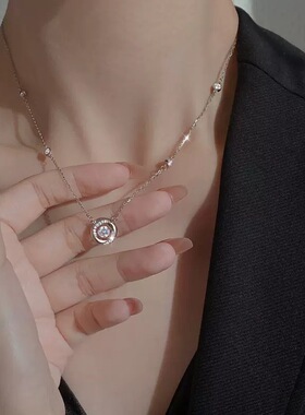 纯银三秒心动项链女2023新款轻奢小众设计感吊坠锁骨链送女友礼物