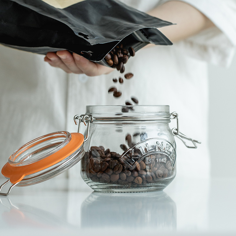 英国kilner咖啡豆保存罐方糖咖啡粉浓缩液储物透明玻璃瓶子密封罐-图0
