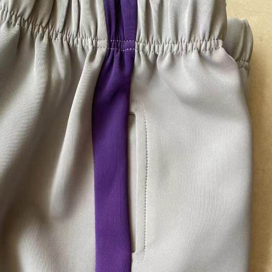 Customized primary and secondary school uniform pants from South Korea silky material gray casual sports pants spliced ​​purple striped straight pants