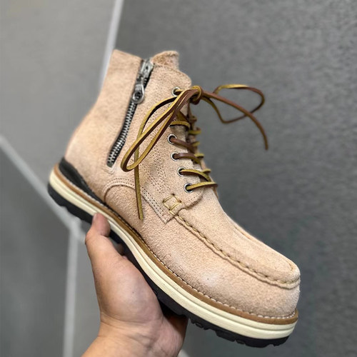 visvim uncle gui鹿绒皮手工固特异厚底减震鞋百搭马丁工装男靴潮 - 图0