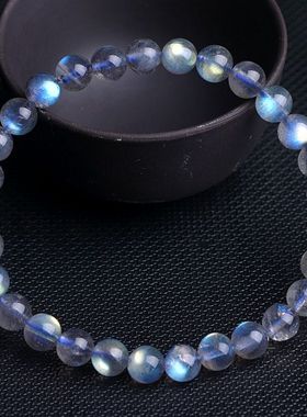 天然灰月光石冰种单圈手串