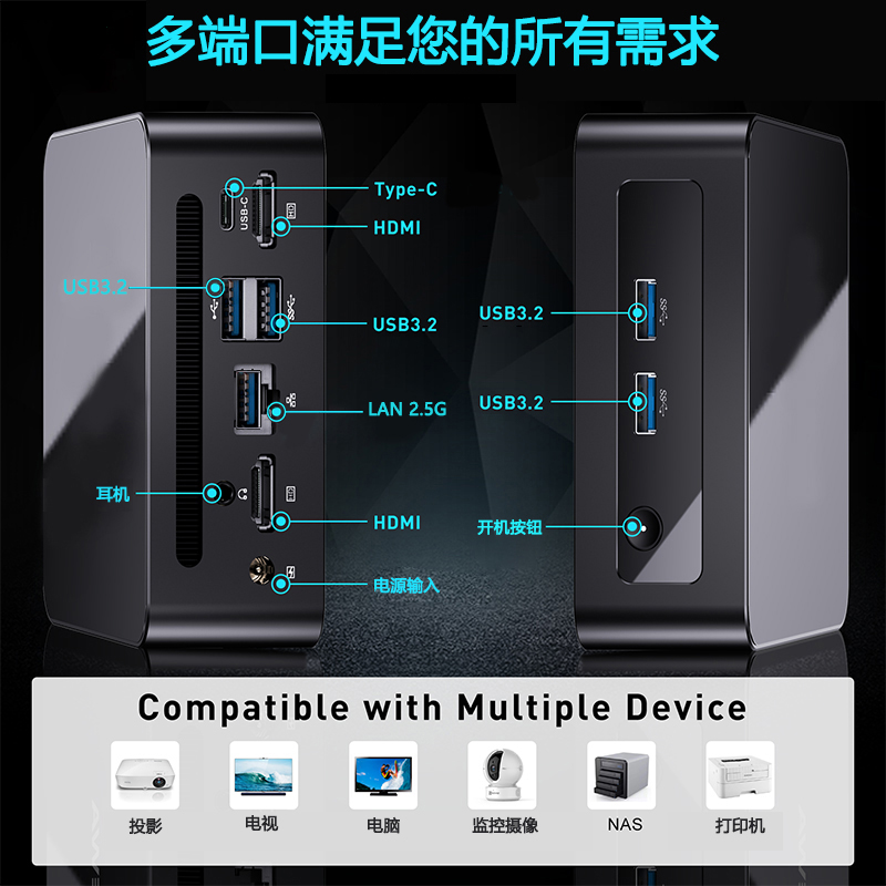 i7-13620H/i5-12450H四核迷你电脑小主机便携式HTPC小型工控机 - 图3