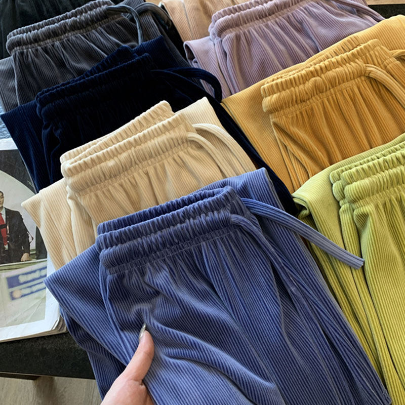 秀黛雪尼尔阔腿裤春秋2022直筒裤子 秀黛内衣休闲裤