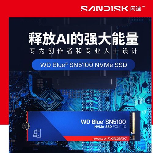 WD西部数据SN5000/5100西数M.2固态硬盘1T 2TB NVMe 500G PCIe4.0 - 图0