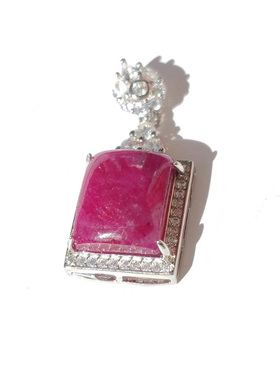 天然红宝石吊坠原石项链无烧无染