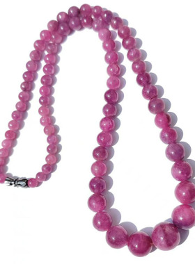 红宝石项链塔式圆珠无烧无染天然